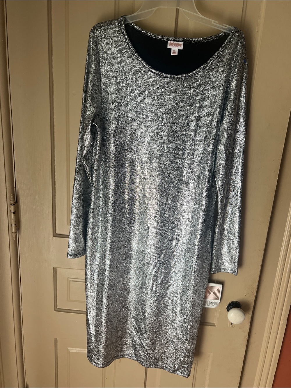 LuLaRoe Metallic Silver Long Sleeve Dress